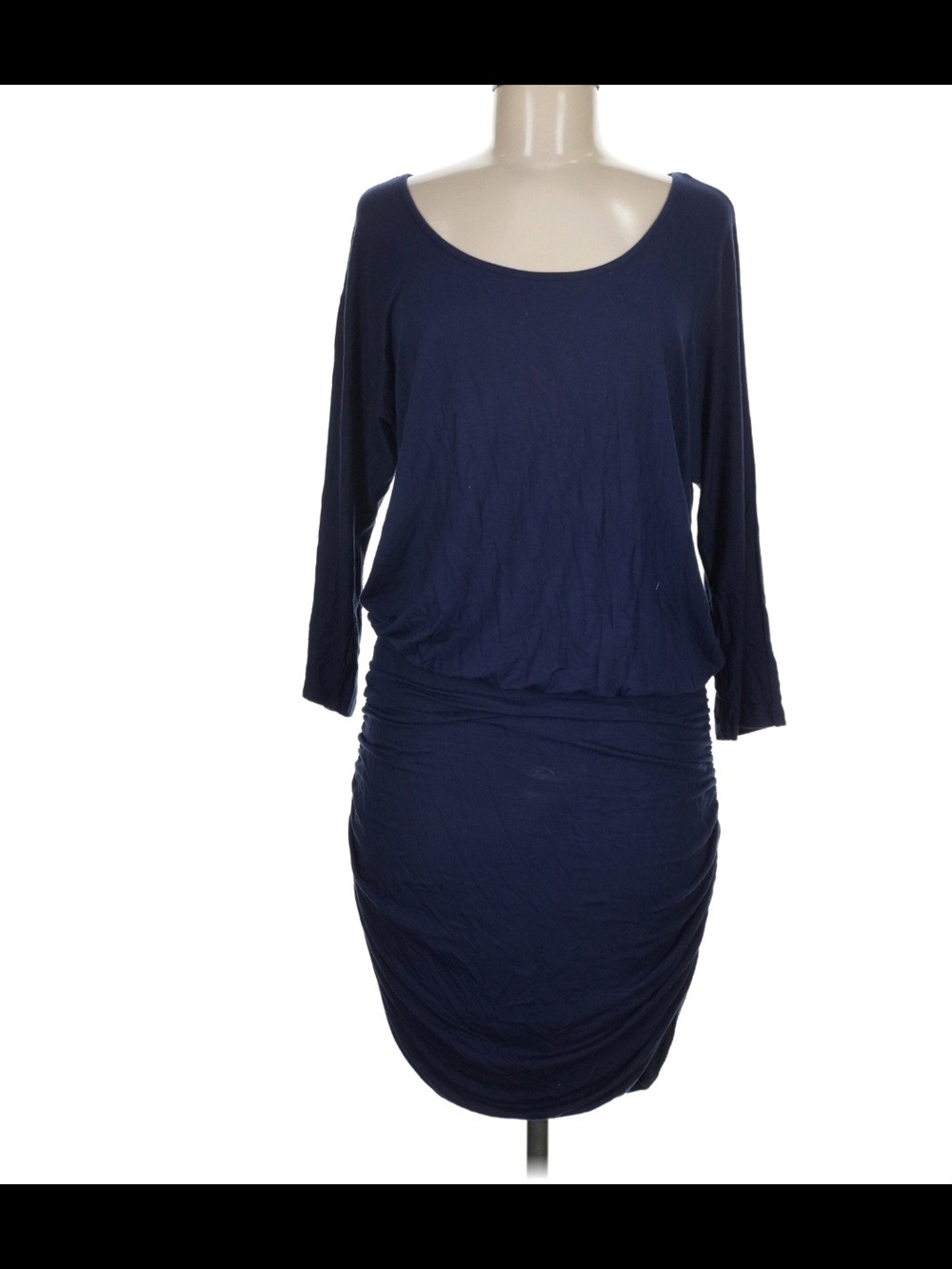 VENUS Navy 3/4 -Sleeve Ruched Waist Dress